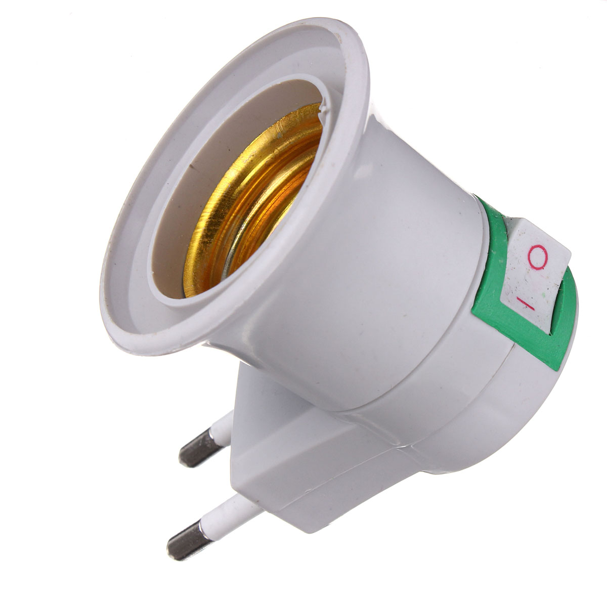 durable e27 led light male socket to eu type plug adapter converter for bulb lamp holder with on/off button