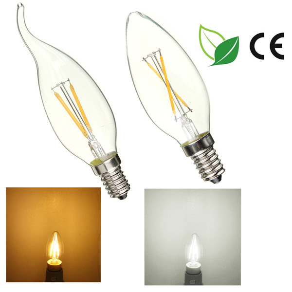 e14 4w led filament candle chandelier light 360 degree lamp bulb pure white warm white 85-265v