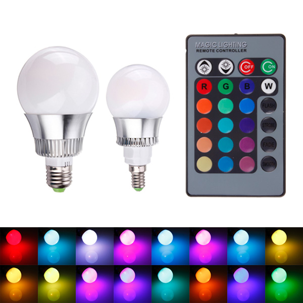 e27 5w 10w rgb led color changing spotlight lights lamp bulb 85-265v with 24key remote control
