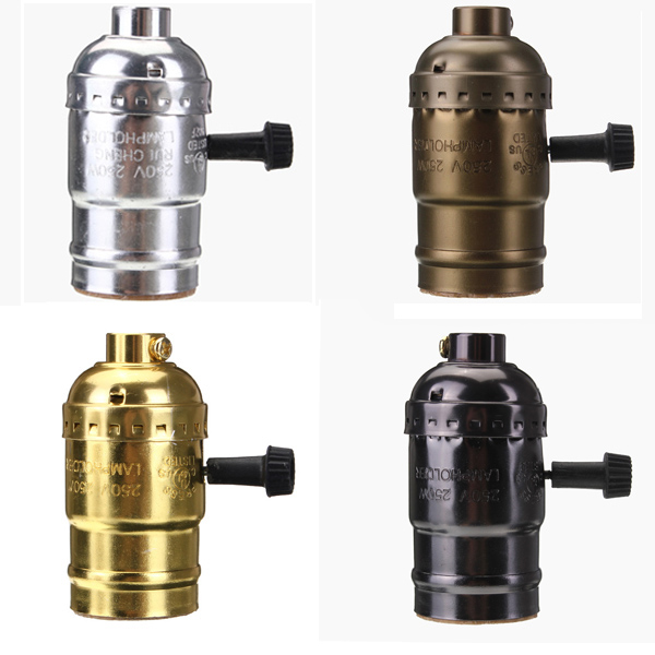 e27 vintage lamp base holder pendant bulb diy light screw socket 4 colors switch/no switch 110v/220v