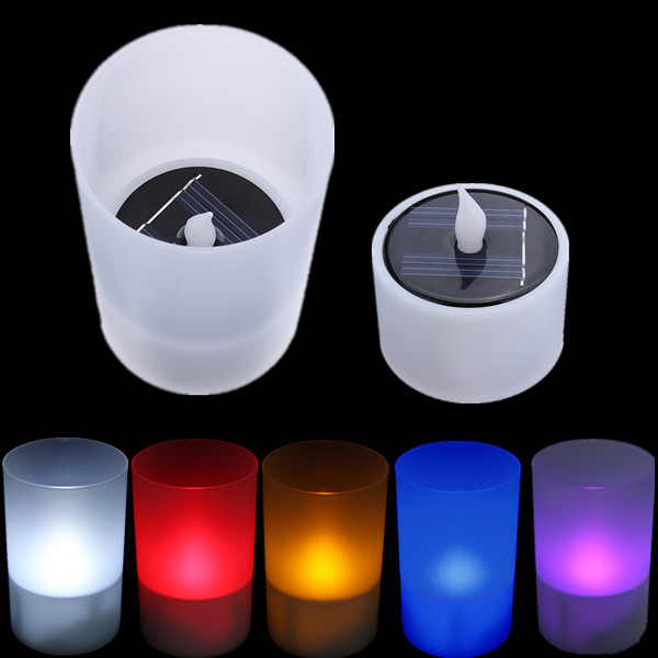 fashion better solar powered plastic electronic led lamp candle light night light party decor romantic gift