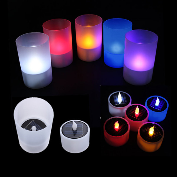 fashion better solar powered plastic electronic led lamp candle light night light party decor romantic gift