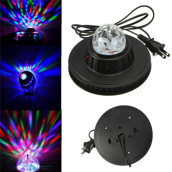 full color voice activated rgb led crystal rotating stage light dj disco xmas lamp ac100-240v