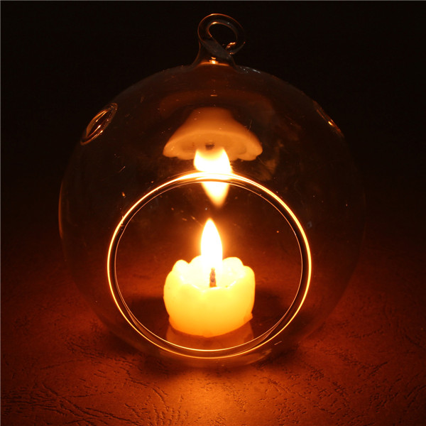hanging crystal clear glass candle holder tealight candlestick romantic dinner wedding home decoration with stem