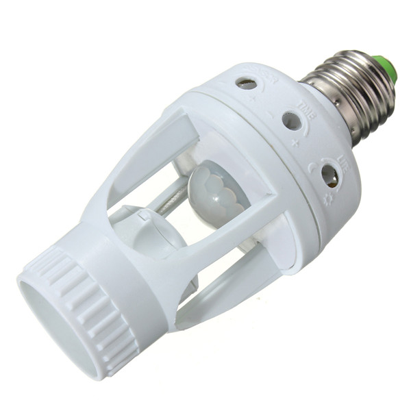 infrared pir motion sensor 360 degree led e27 base lamp bulb switch holder converter adaptor ac 220v