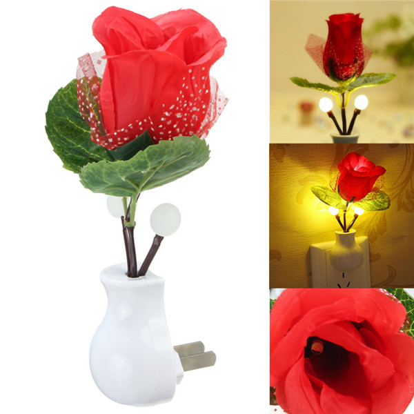 led rose night light sensor lamp bulb romantic home decoration wall lamp 110v-220v us plug