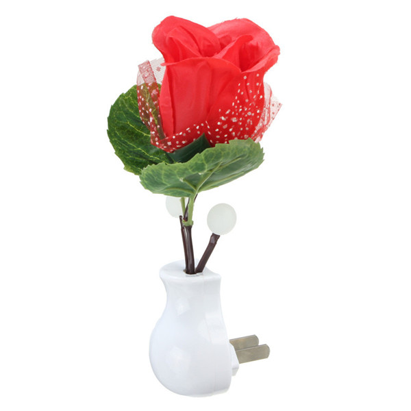 led rose night light sensor lamp bulb romantic home decoration wall lamp 110v-220v us plug