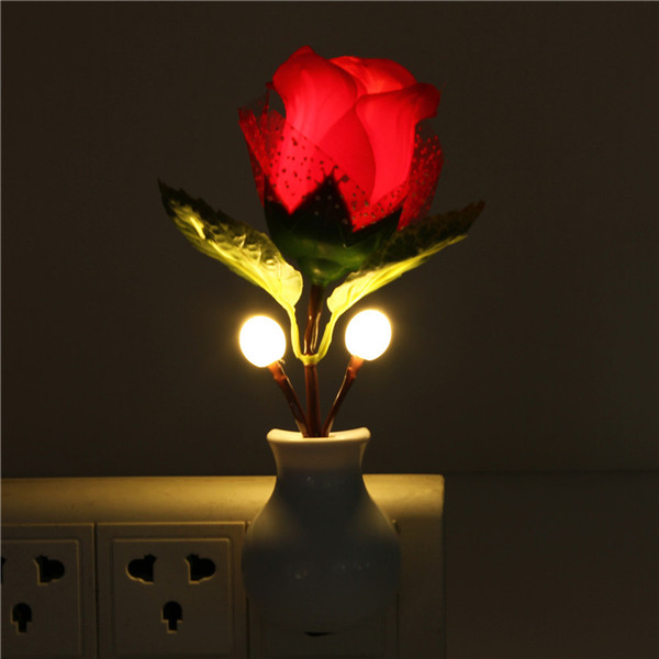 led rose night light sensor lamp bulb romantic home decoration wall lamp 110v-220v us plug