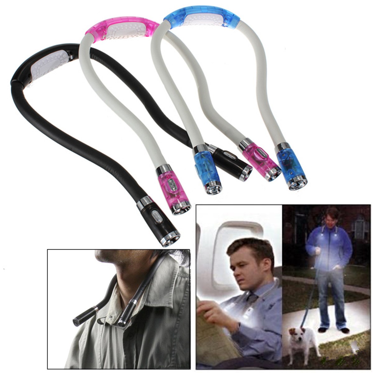 modern design convenient adjustable four modes led flex hands reading book night neck hug light lamp fit for outdoor
