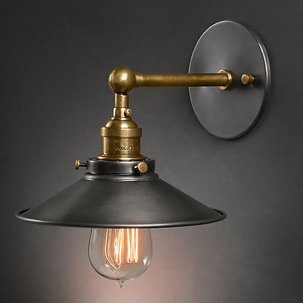 new arrival american loft industrial retro vintage bedside wall lamp metal 22cm lampshade e27 edison bulbs 110-220v