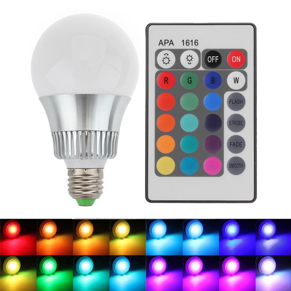 new arrival e27 10w 16 color change rgb led ball bulbs 85-265v with ir remote