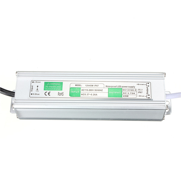 new arrival original 45w dc12v 3.75a waterproof ip67 led light lamp driver outdoor use power supply transformer ac110v-260v