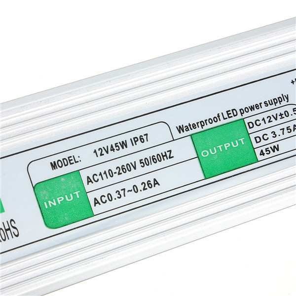 new arrival original 45w dc12v 3.75a waterproof ip67 led light lamp driver outdoor use power supply transformer ac110v-260v