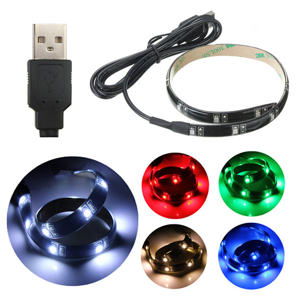 new colordul 30cm 3528 smd 12 led flexible strip light waterproof with usb port cable super bright home decor lamp lighting 5v