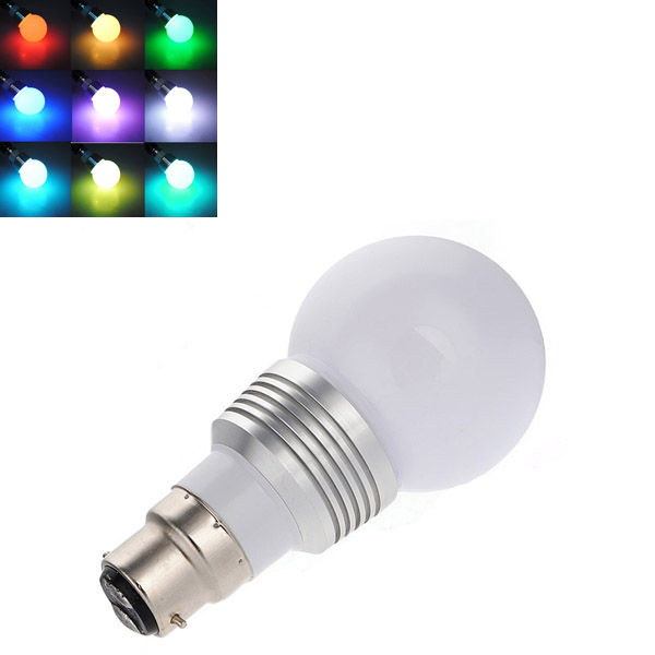 newest b22 3w rgb led color changing dimmable spotlight lamp light bulb with remote control 85-240v