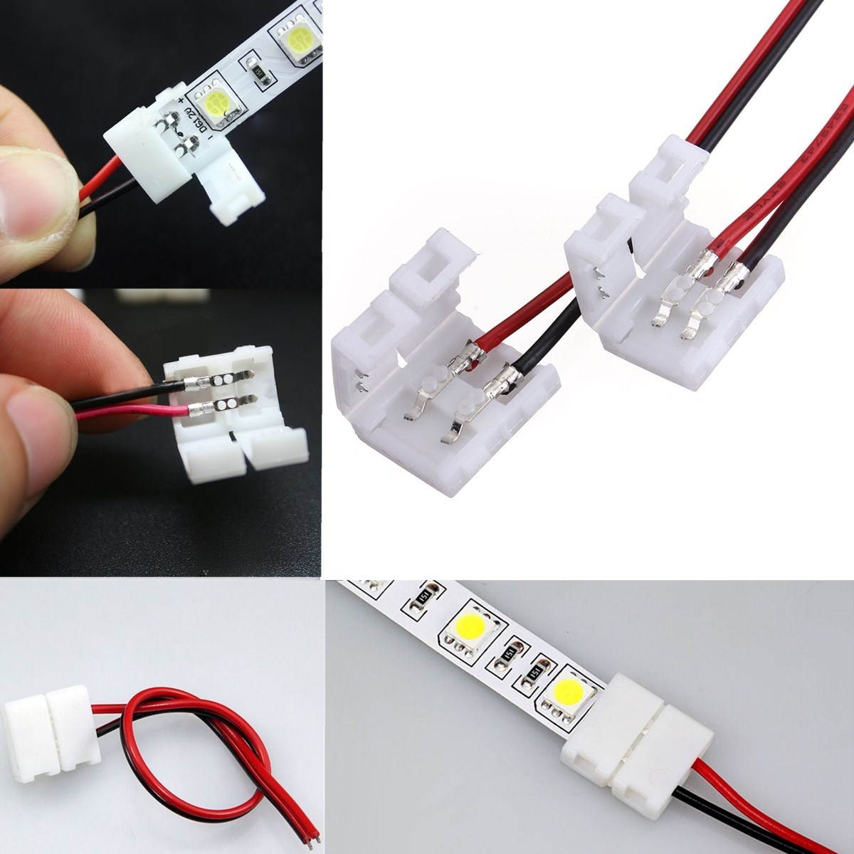 overvalue 10x wire with 2 pin connector adapter at 1 end for 10mm 3528 5050 single color led strip light solderless overvalue 10x wire with 2 pin connector adapter at 1 end for 10mm 3528 5050 single color led strip light solderless