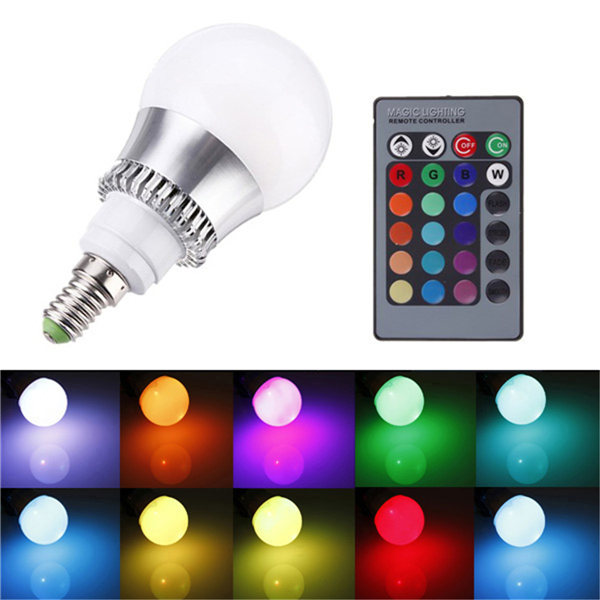 overvalue e14 5w 10w rgb led color changing spotlight dimmable lights home lamp bulb 85-265v with 24key remote control
