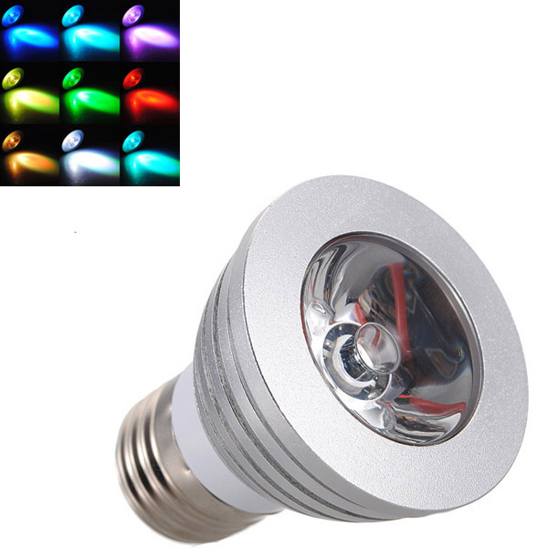 overvalue e27 rgb led 3w 16 color changing spotlight home decor light bulb lamp with ir remote control ac85-240v