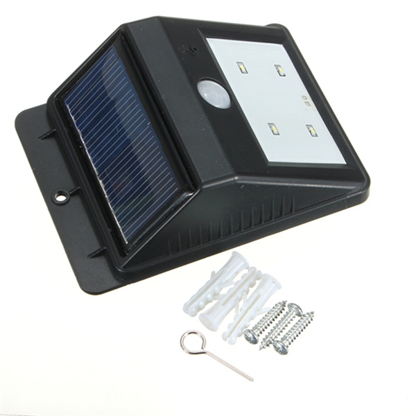 solar power 4 led smd pir motion sensor light rechargeable outdoor waterproof garden wall lawn landscape yard lamp
