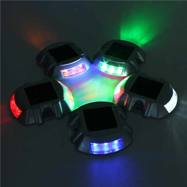 solar power 6 led road stud marker outdoor path deck garden yard lights lamp lighting