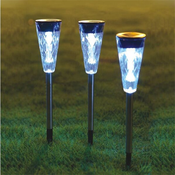waterproof outdoor solar power lawn garden lamps led spot light garden path stainles steel and plastic