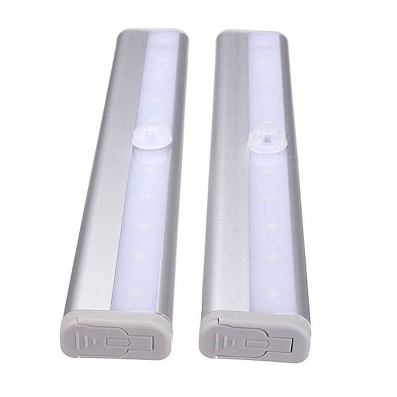 wireless pir motion sensor cabinet wardrobe drawer stairway battery power 10led strip bar light white/warm white lamp