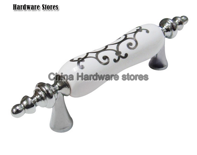 luxury silver pattern classic ceramic handles furniture window knobs top door knobs and handles flush pull handles D99-PC