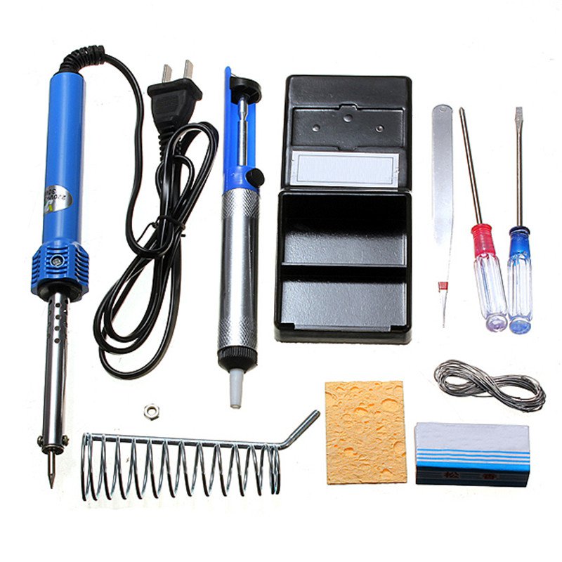 2015 new best promotion electric soldering starter tool kit set with iron stand desoldering pump including 9 accessories