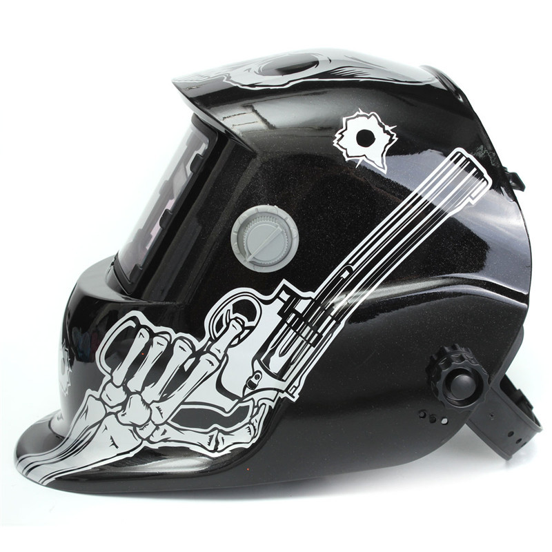 new stylish high standard skull+gun pro solar auto darkening welding helmet for electrowelding mask