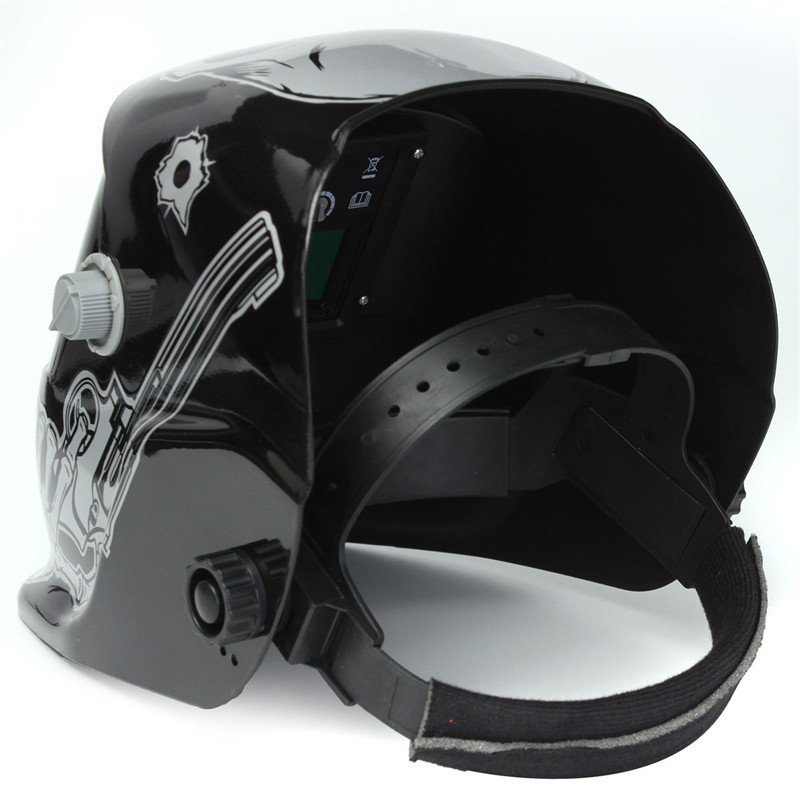 new stylish high standard skull+gun pro solar auto darkening welding helmet for electrowelding mask