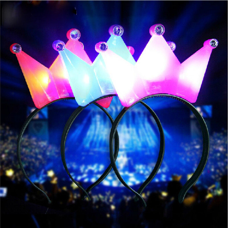 1pc flashing blinking led tiara light-up crown headband polka dot blinking for birthday party christmas