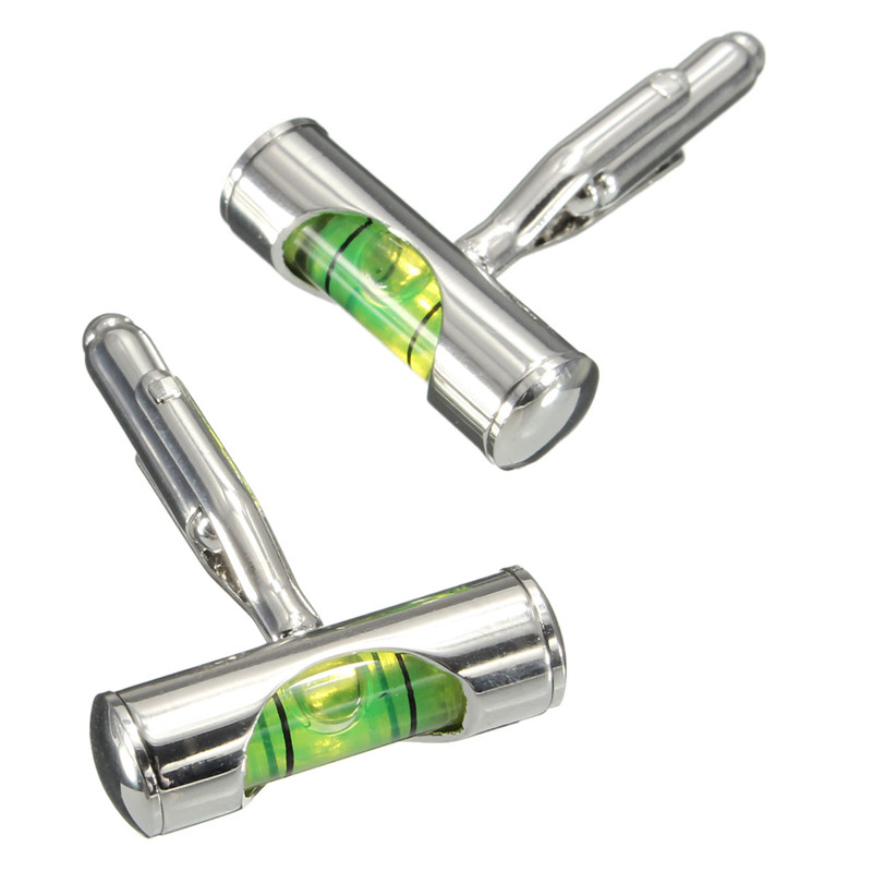 2pcs green/blue mens fashion novelty green level hourglass silver jewelry cufflink sets for shirt wedding dress whole