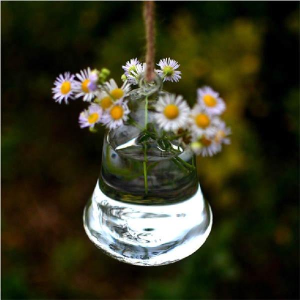 clear bell hanging glass flower plant vase hydroponic container pot home decor acid-base resistance and corrosion-resistance