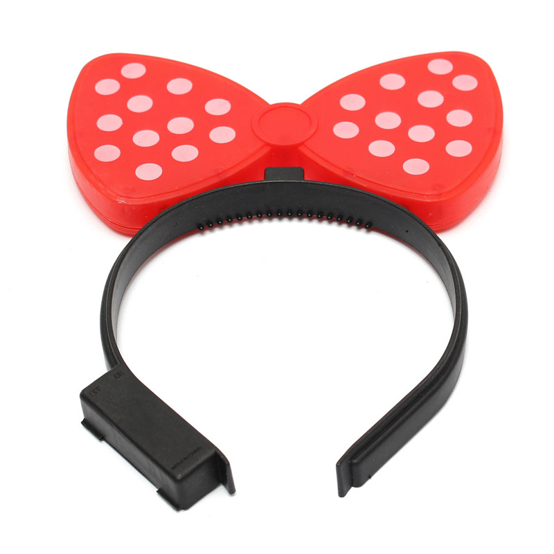 cute light-up bowknot headband minnie mouse polka dot blinking led flashing party new