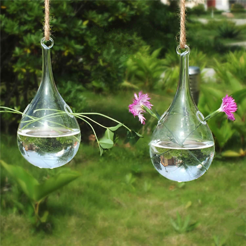 modern design clear hanging glass flower plant vase hydroponic container pot home garden decoration acid-base resistance
