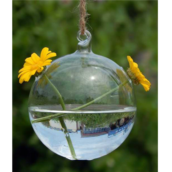 modern simple and stylish design ball hanging glass flower plant vase hydroponic container pot home decor 2 holes