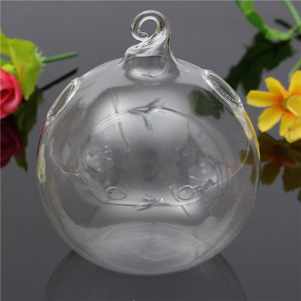 modern simple and stylish design ball hanging glass flower plant vase hydroponic container pot home decor 2 holes