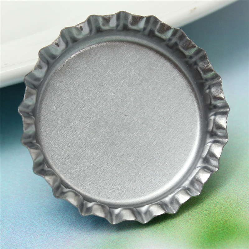 new 100 flat flattened linerless 1" silver chrome tone bottle caps crowns no liners hairbows necklace decoration for diy craft