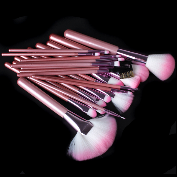 professional 22pcs metal cosmetic brush set facial makeup tools eyebrow eyeshadow foundation concealer lip brushes set with bag