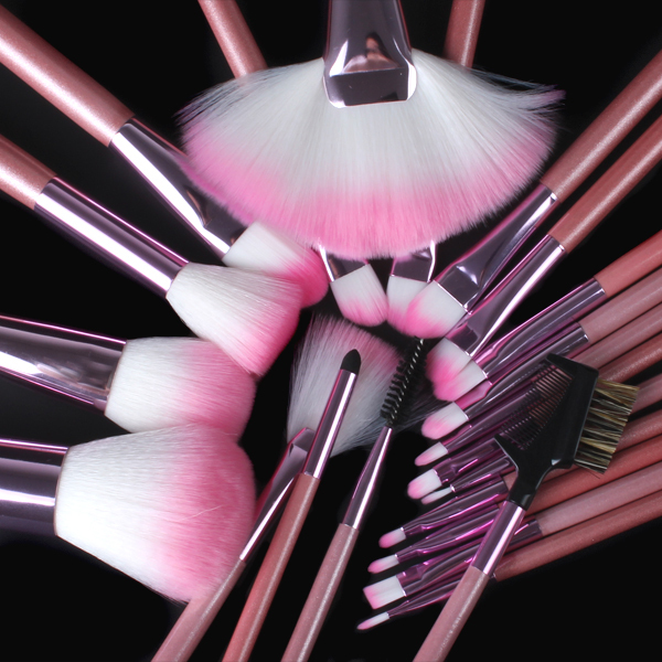 professional 22pcs metal cosmetic brush set facial makeup tools eyebrow eyeshadow foundation concealer lip brushes set with bag