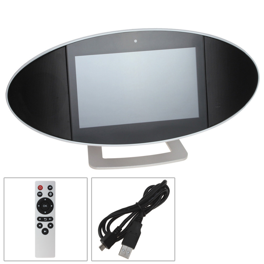 portable smart wireless bluetooth speaker android 4.4.4 8gb 7.2 inch touch screen speaker audio / video player + remote control