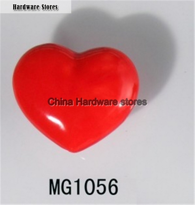 moulded popular heart shaped red ceramic knob handles cabinet pull kitchen cupboard knob kids drawer dresser knobs MG1056