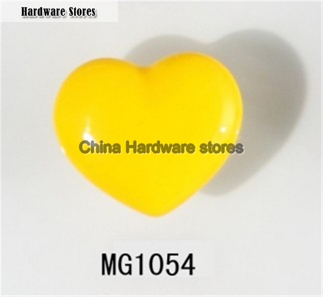 moulded popular heart shaped yellow ceramic knob handles cabinet pull kitchen cupboard knob kids drawer dresser knobs MG1054
