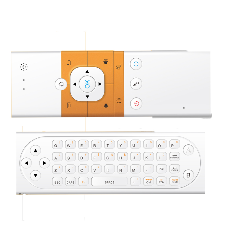 2.4ghz wireless mini rechargeable keyboard mx9-m one way voice version with ir learning mode air mouse remote control for pc tv