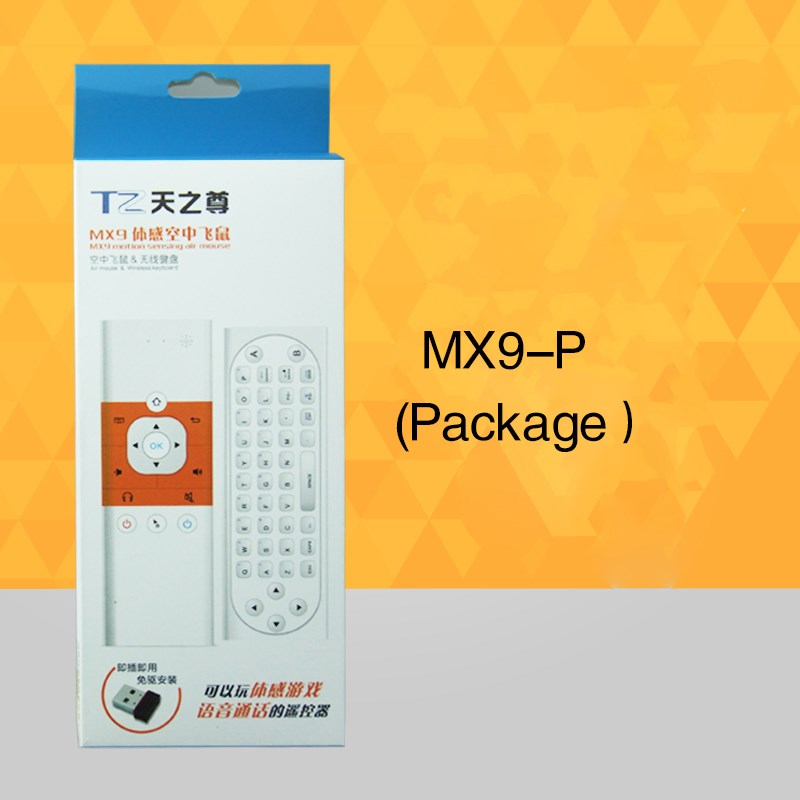 2.4ghz wireless mini rechargeable keyboard mx9-p two way voice version with ir learning mode air mouse remote control for pc tv