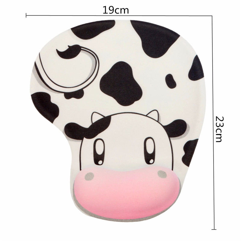 2015 cute pink cow wristband mouse pad with gel foam rest wrist support pc laptop accessory mousepad gift