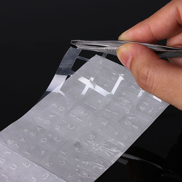 arabic waterproof and dustproof transparent keyboard standard keyboard layout stickers with white letters for laptop pc