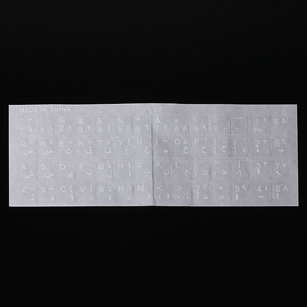 arabic waterproof and dustproof transparent keyboard standard keyboard layout stickers with white letters for laptop pc