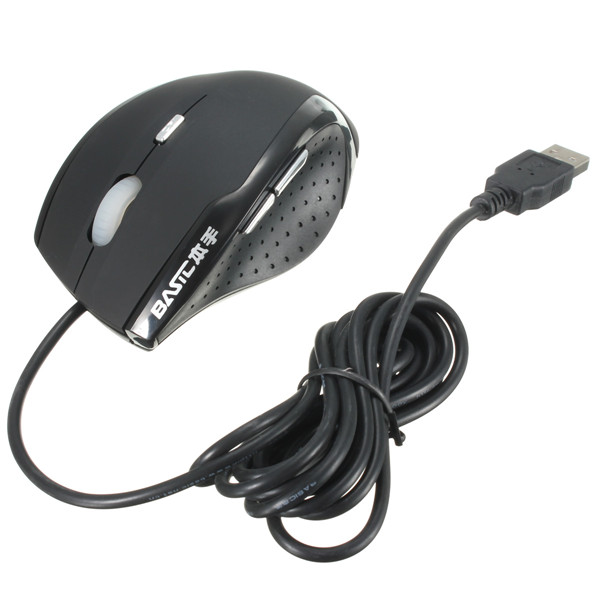 basic m-1088f black computer peripherals game 6 keys optical ergonomic design mouse with led light comfotable mice for laptop pc