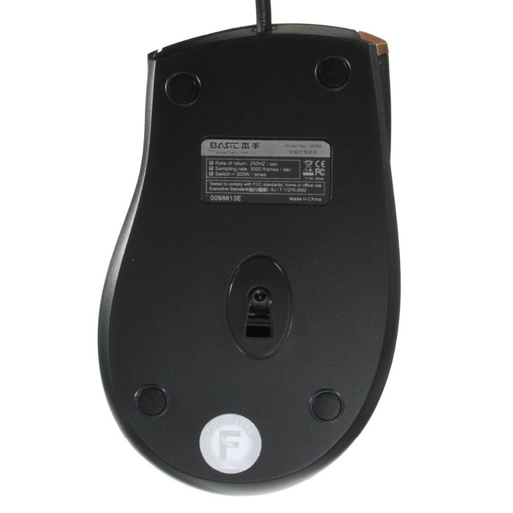 basic m-988 gold computer peripherals game fashion optical ergonomic design mouse with led light comfotable mice for laptop pc